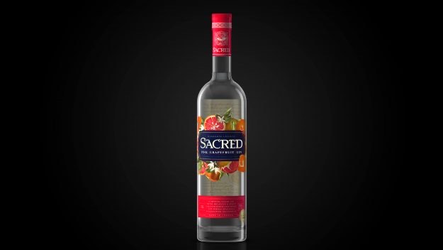 Sacred_Pink Grapefruit_Bottle Hi_Straight on_Black Sacred Pink Grapefruit Gin